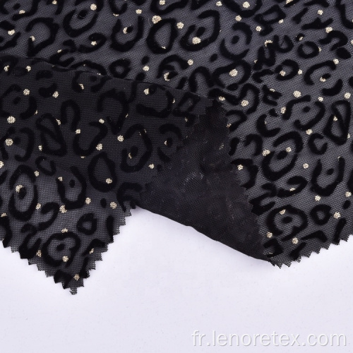 Tissu de maille de troupeau de velours de tricot imprimé par feuille de polyester